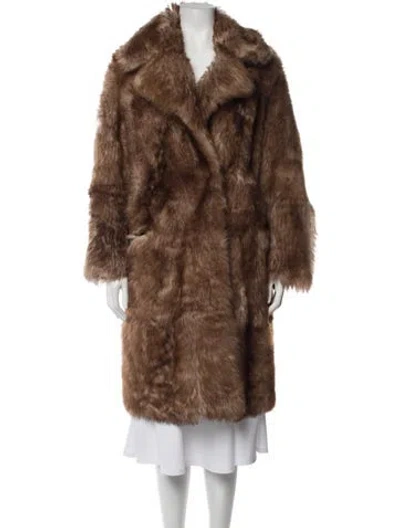 Pre-owned Nour Hammour Lamb Fur Faux Fur Coat In Brown