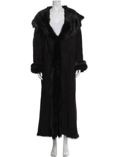 Pre-owned Nour Hammour Lamb Fur Faux Fur Coat W/ Tags In Black