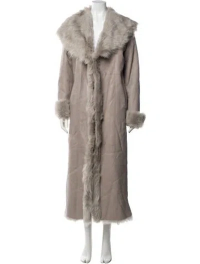 Pre-owned Nour Hammour Lamb Fur Faux Fur Coat W/ Tags In Neutrals