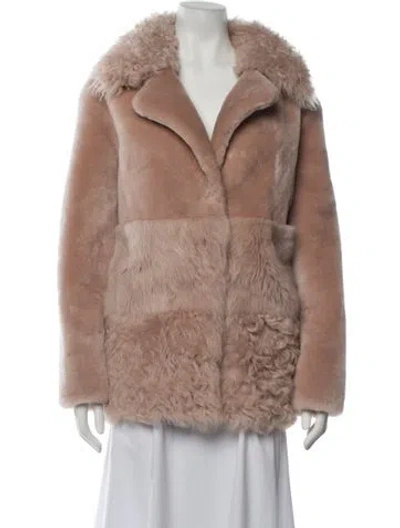 Pre-owned Nour Hammour Lamb Fur Faux Fur Coat W/ Tags In Neutrals