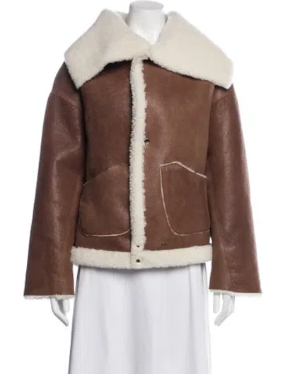 Pre-owned Nour Hammour Lamb Fur Faux Fur Jacket In Brown