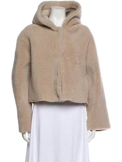 Pre-owned Nour Hammour Lamb Fur Faux Fur Jacket In Neutral