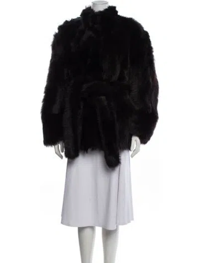 Pre-owned Nour Hammour Lamb Fur Fur Coat In Black