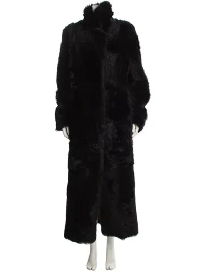 Pre-owned Nour Hammour Lamb Fur Fur Coat In Black