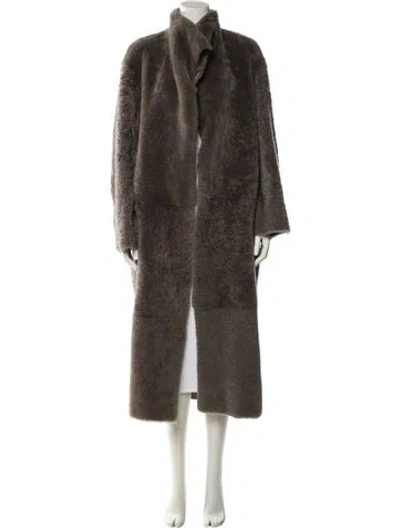 Pre-owned Nour Hammour Lamb Fur Fur Coat In Brown