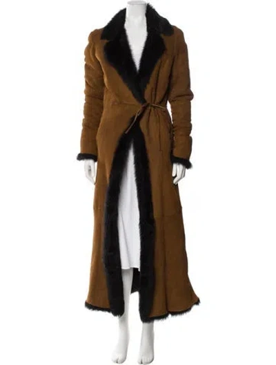 Pre-owned Nour Hammour Lamb Fur Fur Coat In Brown