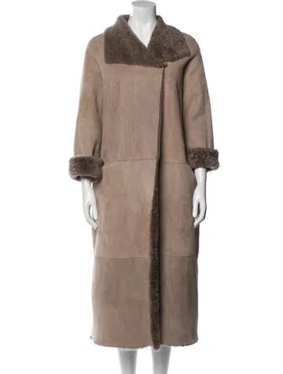 Pre-owned Nour Hammour Lamb Fur Fur Coat In Gray