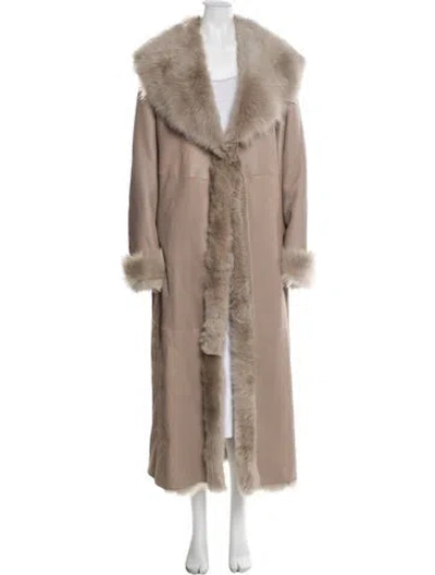 Pre-owned Nour Hammour Lamb Fur Fur Coat In Gray