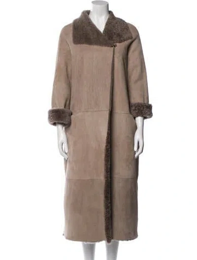 Pre-owned Nour Hammour Lamb Fur Fur Coat In Grey
