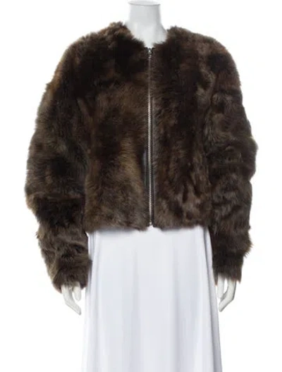 Pre-owned Nour Hammour Lamb Fur Fur Jacket In Brown