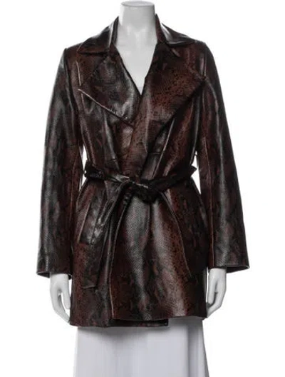 Pre-owned Nour Hammour Lamb Leather Animal Print Coat In Multi