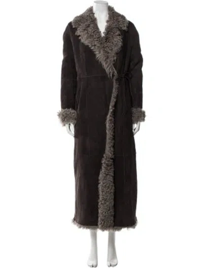 Pre-owned Nour Hammour Lamb Leather Coat In Brown