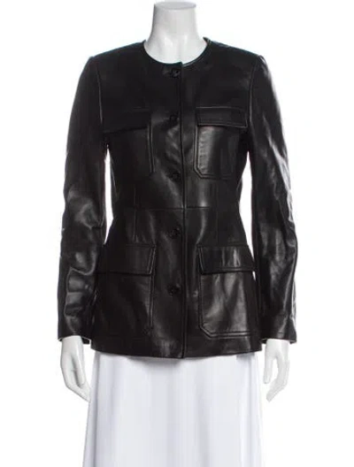 Pre-owned Nour Hammour Lamb Leather Jacket In Gray