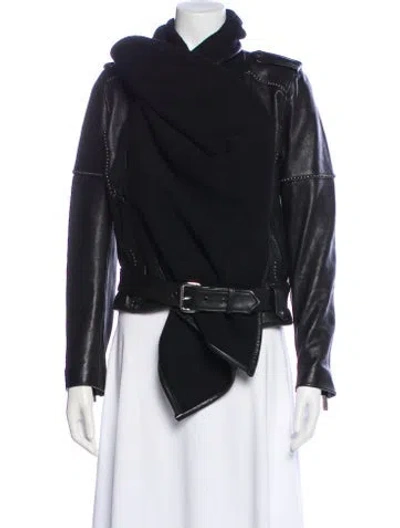 Pre-owned Nour Hammour Lambskin Biker Jacket In Black