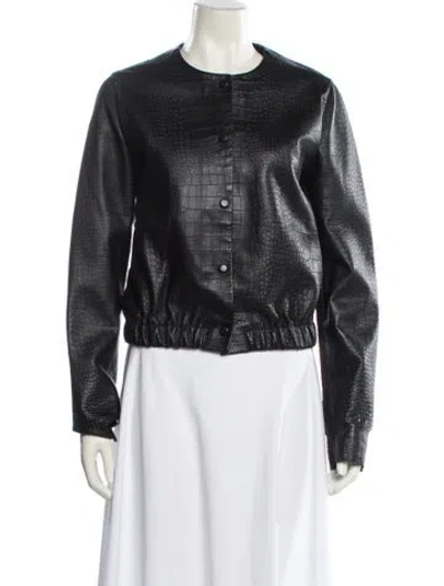 Pre-owned Nour Hammour Lambskin Biker Jacket In Black