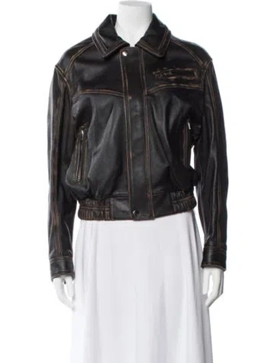 Pre-owned Nour Hammour Lambskin Biker Jacket In Black