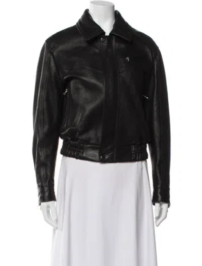 Pre-owned Nour Hammour Lambskin Biker Jacket In Black
