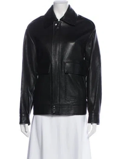 Pre-owned Nour Hammour Lambskin Biker Jacket In Black