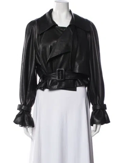 Pre-owned Nour Hammour Lambskin Biker Jacket In Black