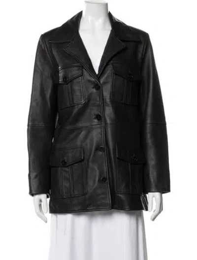 Pre-owned Nour Hammour Lambskin Biker Jacket In Black