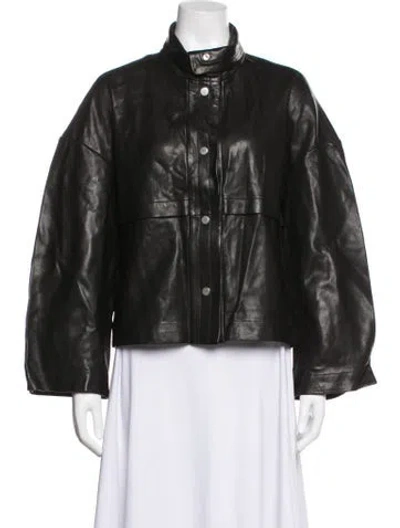Pre-owned Nour Hammour Lambskin Biker Jacket In Black