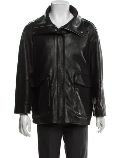 Pre-owned Nour Hammour Lambskin Biker Jacket In Black