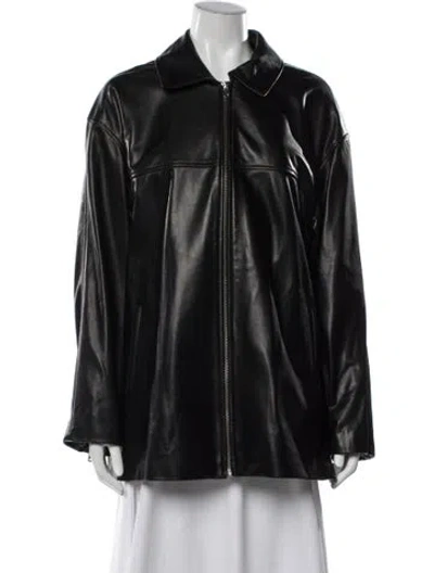 Pre-owned Nour Hammour Lambskin Biker Jacket In Black