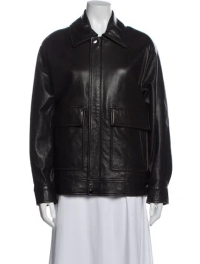 Pre-owned Nour Hammour Lambskin Biker Jacket In Black