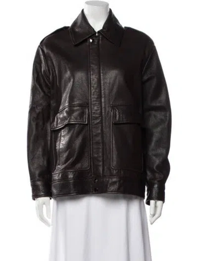 Pre-owned Nour Hammour Lambskin Biker Jacket In Black