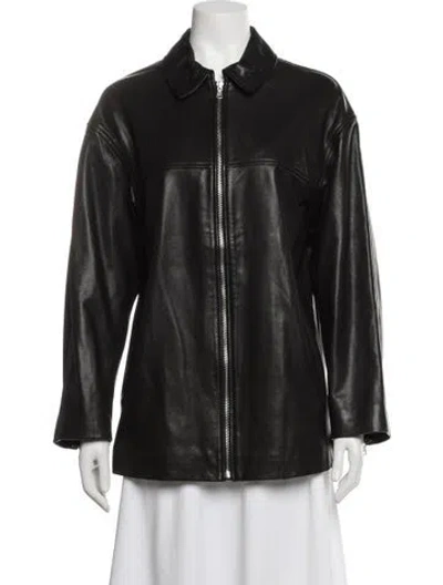 Pre-owned Nour Hammour Lambskin Biker Jacket In Black