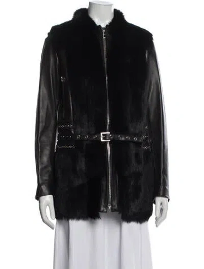 Pre-owned Nour Hammour Lambskin Biker Jacket In Black