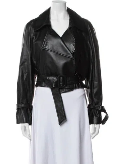 Pre-owned Nour Hammour Lambskin Biker Jacket In Black