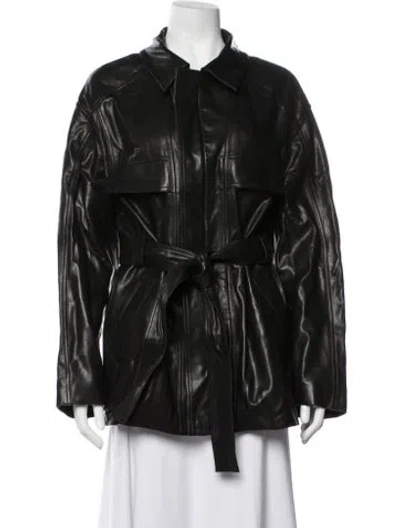Pre-owned Nour Hammour Lambskin Biker Jacket In Black