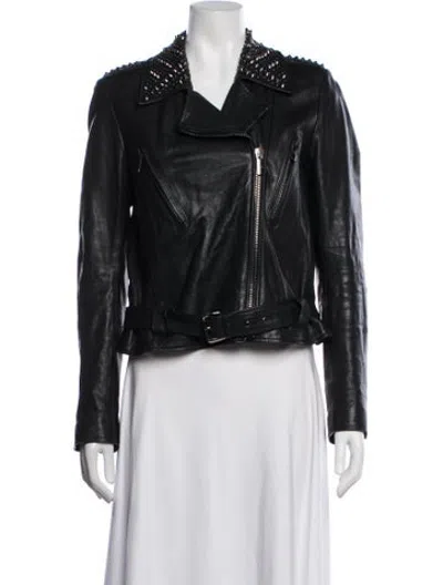 Pre-owned Nour Hammour Lambskin Biker Jacket In Black