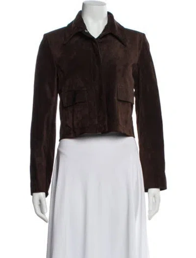 Pre-owned Nour Hammour Lambskin Biker Jacket In Brown