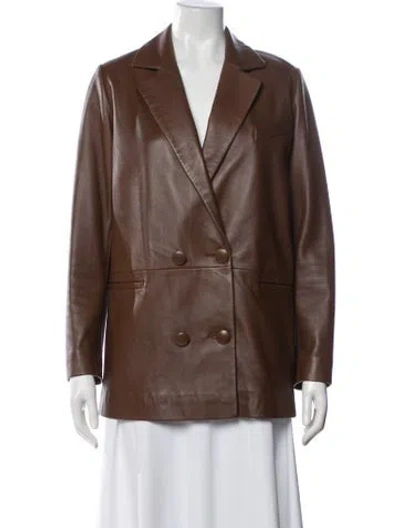 Pre-owned Nour Hammour Lambskin Biker Jacket In Brown