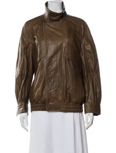 Pre-owned Nour Hammour Lambskin Biker Jacket In Brown