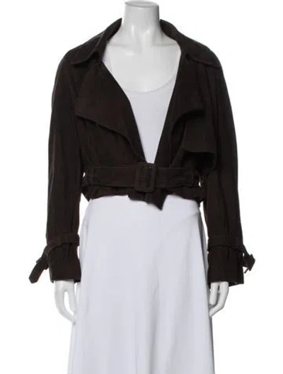 Pre-owned Nour Hammour Lambskin Biker Jacket In Brown