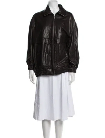 Pre-owned Nour Hammour Lambskin Biker Jacket In Brown