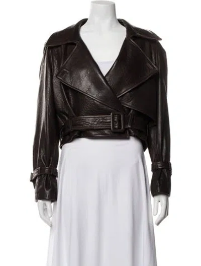 Pre-owned Nour Hammour Lambskin Biker Jacket In Brown