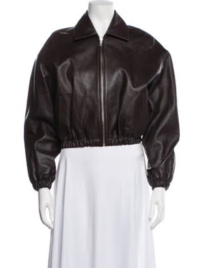 Pre-owned Nour Hammour Lambskin Biker Jacket In Brown