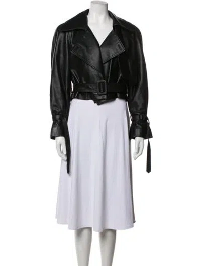 Pre-owned Nour Hammour Lambskin Biker Jacket In Green