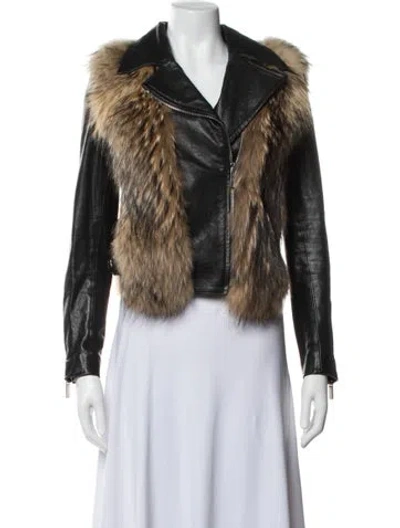 Pre-owned Nour Hammour Lambskin Biker Jacket In Multicolor