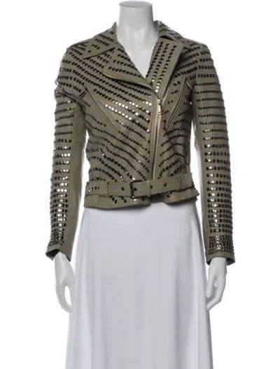Pre-owned Nour Hammour Lambskin Biker Jacket In Neutral