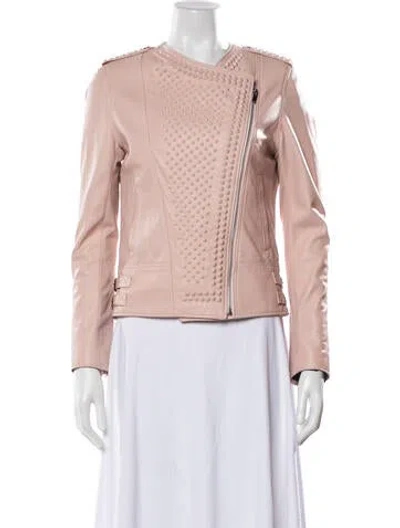 Pre-owned Nour Hammour Lambskin Biker Jacket In Pink