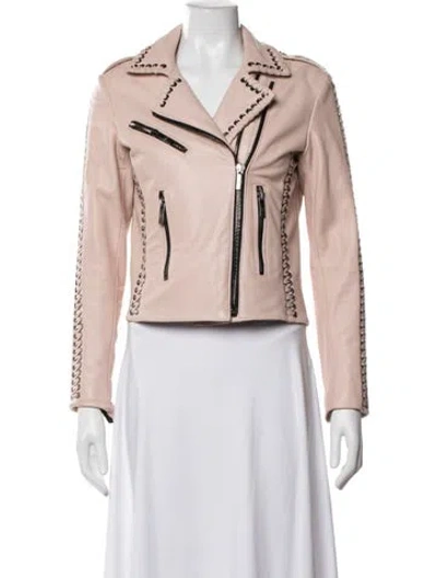 Pre-owned Nour Hammour Lambskin Biker Jacket In Pink