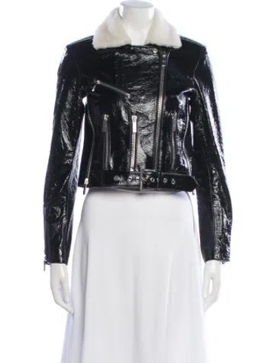 Pre-owned Nour Hammour Lambskin Biker Jacket W/ Tags In Black
