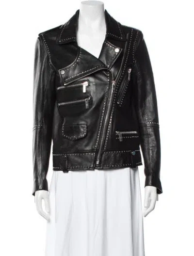Pre-owned Nour Hammour Lambskin Biker Jacket W/ Tags In Black