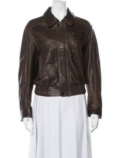 Pre-owned Nour Hammour Lambskin Biker Jacket W/ Tags In Brown