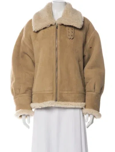 Pre-owned Nour Hammour Lambskin Biker Jacket W/ Tags In Neutral